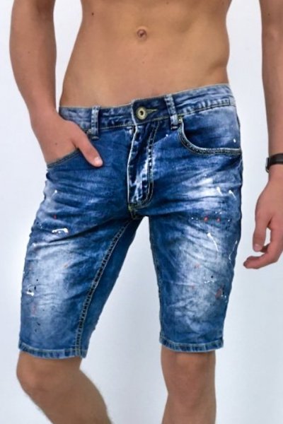 Spodenki męskie jeans PAINT - blue