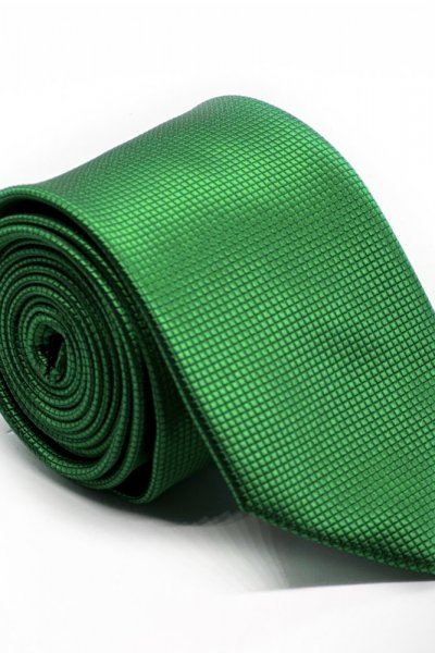 Krawat w delikatny wzór kratki - zielony