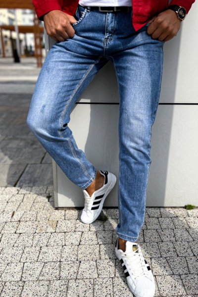 Spodnie męskie jeans - blue KQ003