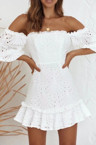 Sukienka ażurowa SARII - white