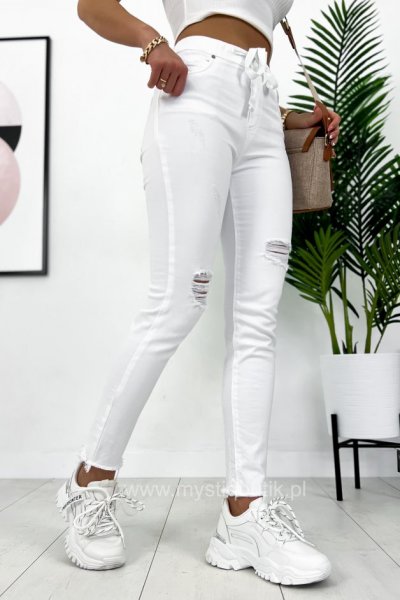 Spodnie z przetarciami BAGGY - white