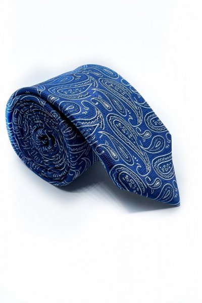 Krawat męski ornament niebieski 58