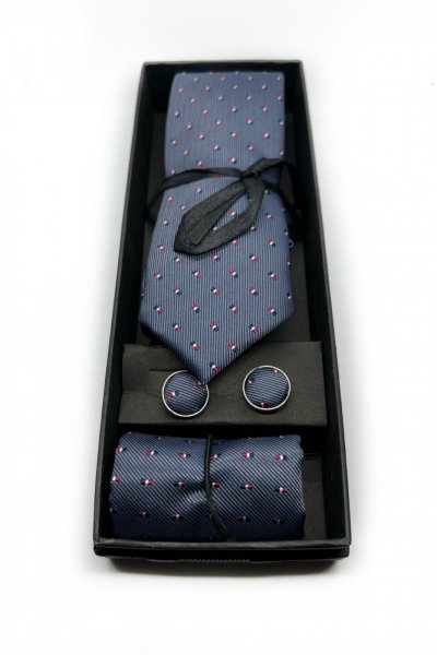 Komplet męski krawat+poszetka+spinki H2