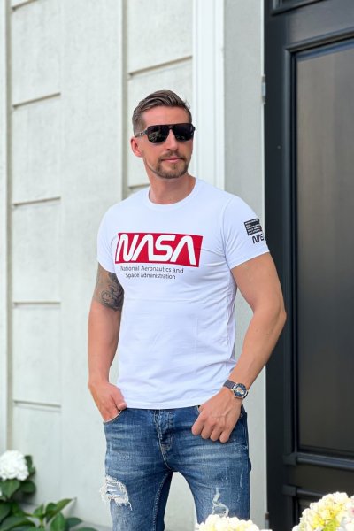 T shirt męski NASA biały