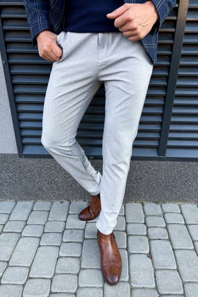 Spodnie męskie materiałowe szare H9