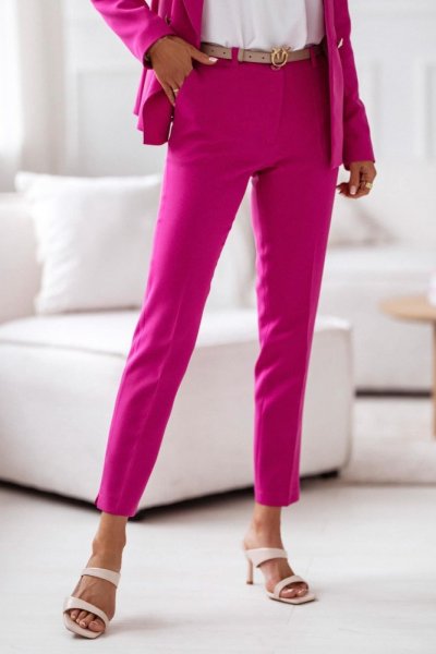 Spodnie cygaretki w kant PURRA - pink