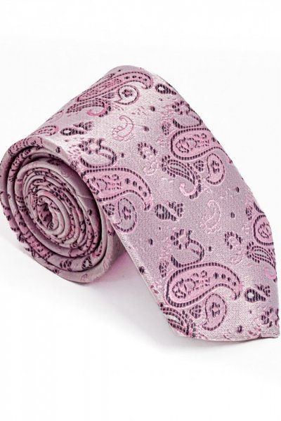 Krawat męski ornament H12- różowy