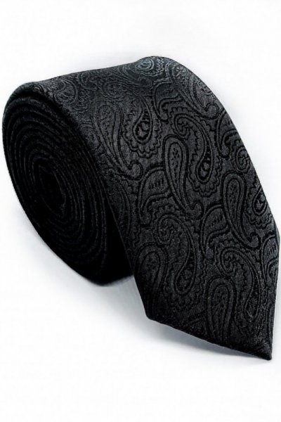 Krawat męski we wzór - czarny