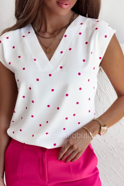 Bluzka w groszki MADLEN - white/pink