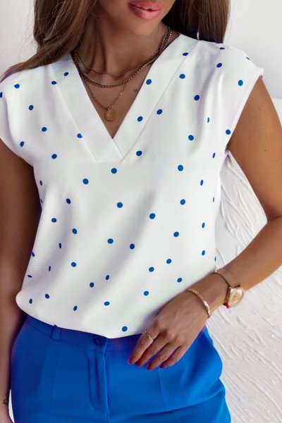 Bluzka w groszki MADLEN - white/blue
