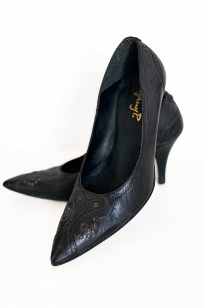 Pantofle włoskie ze skóry naturalnej - czarne