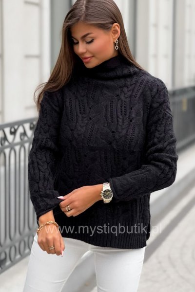 Sweter pleciony - czarny