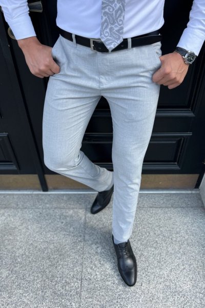 Spodnie męskie materiałowe szare H9