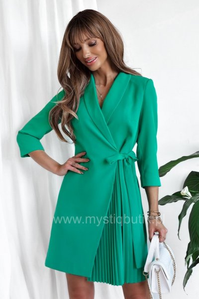 Sukienka z plisowaniem - zielona