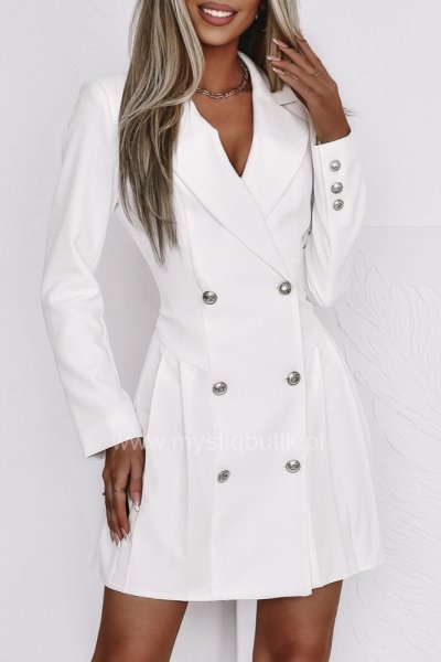 Sukienka marynarkowa z plisowaniem - white