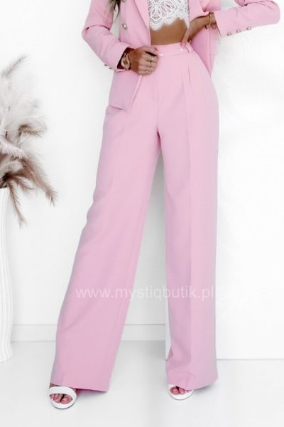 Spodnie damskie typu Palazzo ( CF 2 ) - pudrowy róż