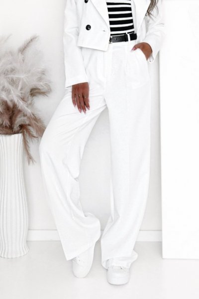 Spodnie damskie typu Palazzo parma ( CF 1 ) - białe