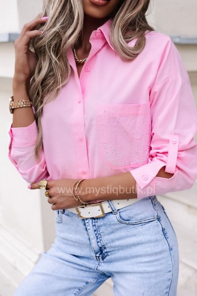 Koszula damska SHINE pocket - pink