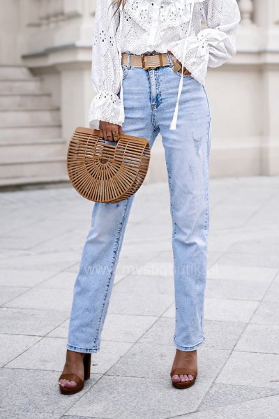 Spodnie jeansowe proste Straight full lenght - blue