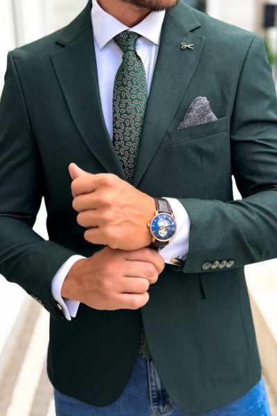 Marynarka męska H70 butelkowa zieleń