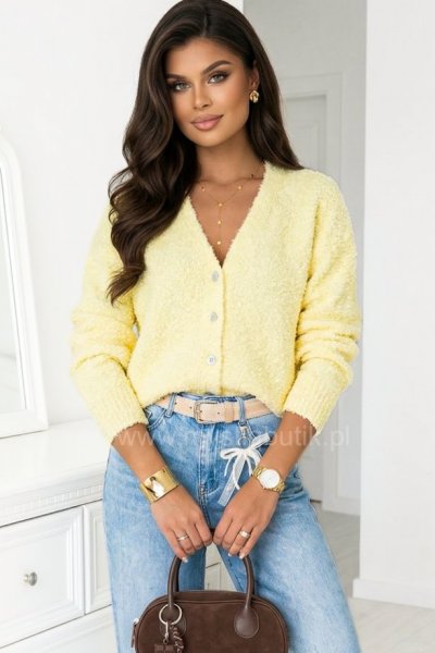 Sweter/kardigan rozpinany ALONA - żółty