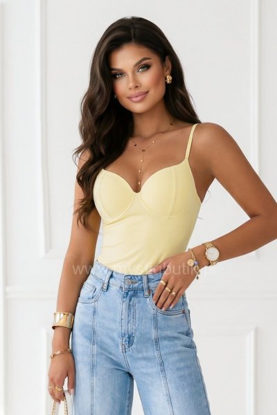 Top/bluzka na ramiączka z usztywnianymi miseczkami GINA - żółta