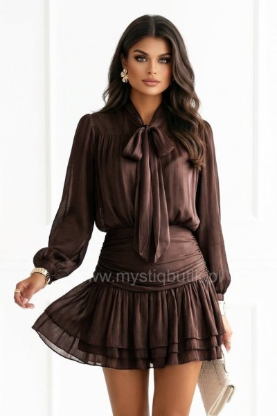 Komplet spódnica + bluzka VERA - czekoladowy