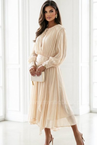 Sukienka midi FANCY - beżowa