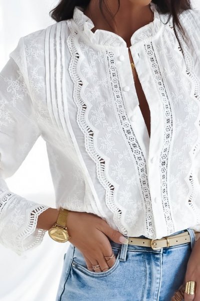 Koszula z koronką LALLA - biała