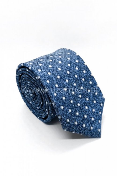 Krawat męski w groszki - niebieski