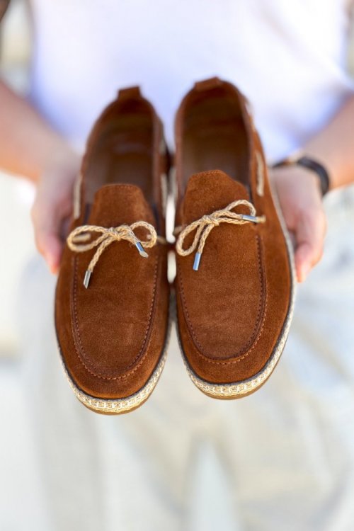 Buty męskie espadryle zamsz - H2 Camel