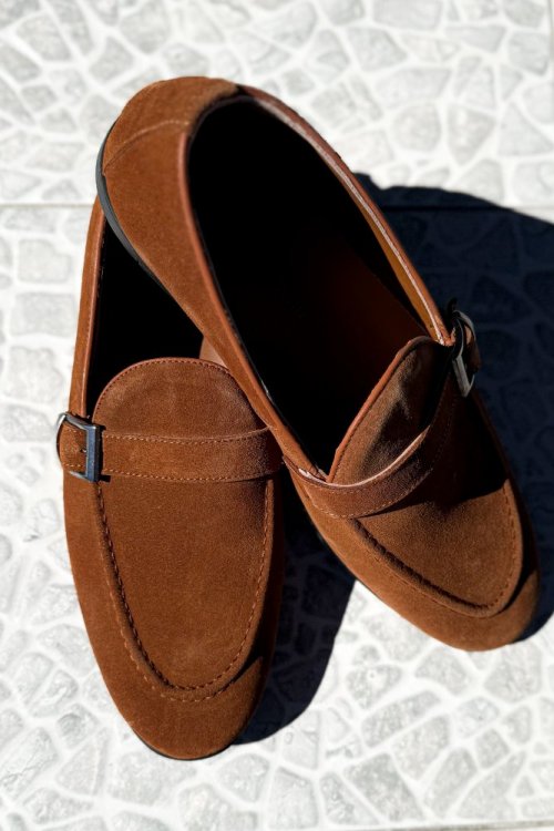 Buty męskie loafersy zamsz brąz H20