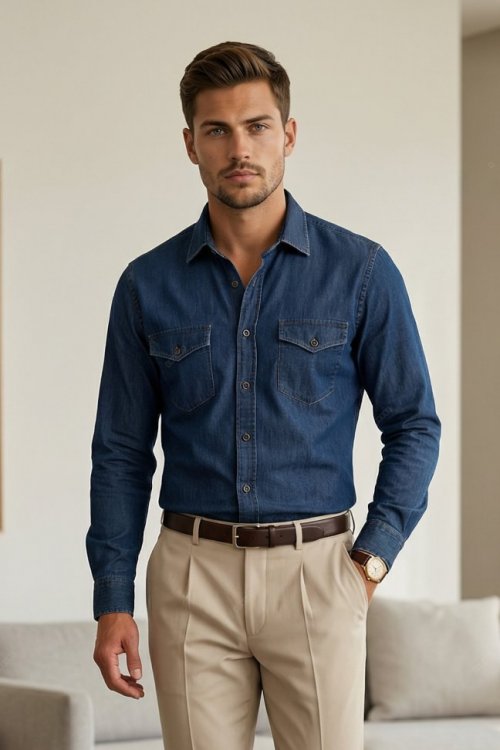 Koszula męska jeans H01