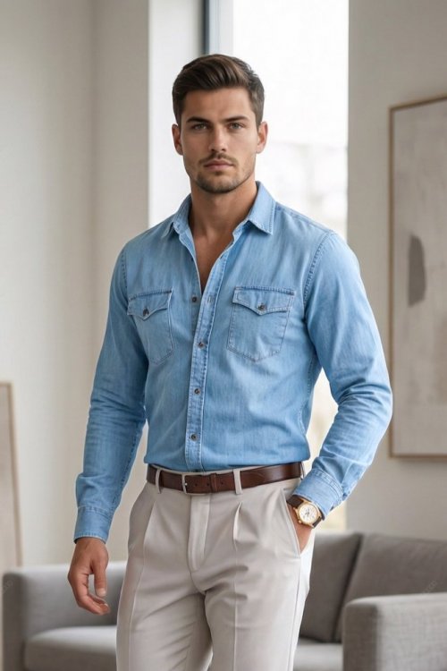 Koszula męska jeans H02