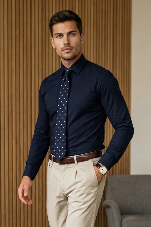 Koszula męska klasyczna - granat